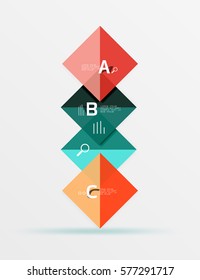 Glossy squares with text, abstract geometric design concept. Vector template background for workflow layout, diagram, number options or web design