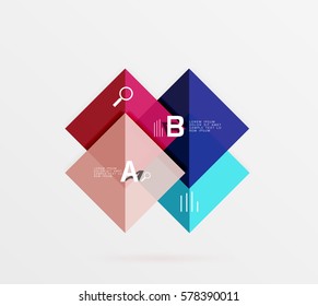 Glossy squares with text, abstract geometric design concept. Vector template background for workflow layout, diagram, number options or web design