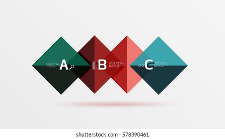 Glossy squares with text, abstract geometric design concept. Vector template background for workflow layout, diagram, number options or web design