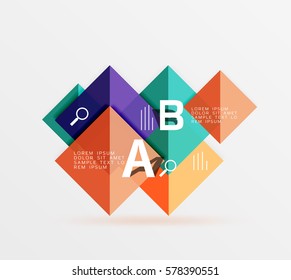 Glossy squares with text, abstract geometric design concept. Vector template background for workflow layout, diagram, number options or web design