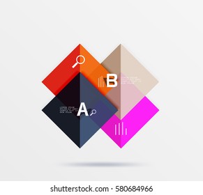 Glossy squares with text, abstract geometric design concept. Vector template background for workflow layout, diagram, number options or web design