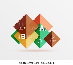Glossy squares with text, abstract geometric design concept. Vector template background for workflow layout, diagram, number options or web design