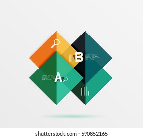 Glossy squares with text, abstract geometric design concept. Vector template background for workflow layout, diagram, number options or web design