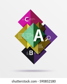 Glossy squares with text, abstract geometric design concept. Vector template background for workflow layout, diagram, number options or web design