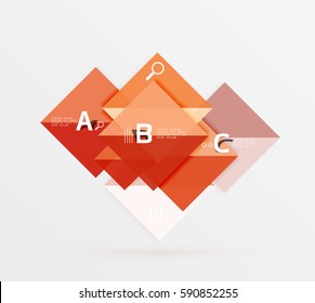 Glossy squares with text, abstract geometric design concept. Vector template background for workflow layout, diagram, number options or web design