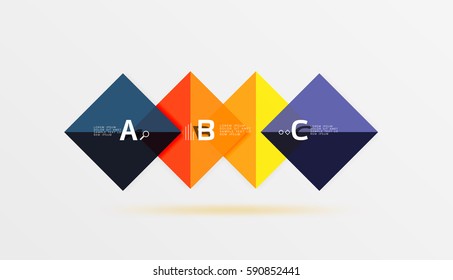 Glossy squares with text, abstract geometric design concept. Vector template background for workflow layout, diagram, number options or web design