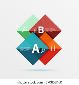 Glossy squares with text, abstract geometric design concept. Vector template background for workflow layout, diagram, number options or web design