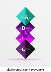 Glossy squares with text, abstract geometric design concept. Vector template background for workflow layout, diagram, number options or web design