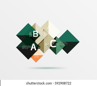 Glossy squares with text, abstract geometric design concept. Vector template background for workflow layout, diagram, number options or web design