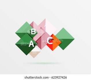 Glossy squares with text, abstract geometric design concept. Vector template background for workflow layout, diagram, number options or web design