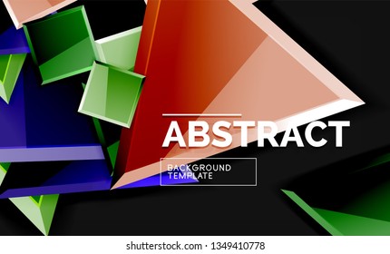 Glossy squares and triangles geometric backgrounds. Vector