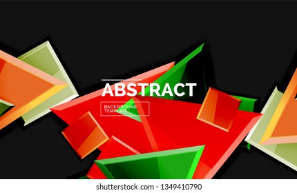 Cuadros y triángulos brillantes de fondo geométrico. Vector
