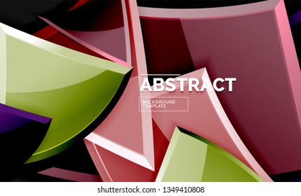 Cuadros y triángulos brillantes de fondo geométrico. Vector