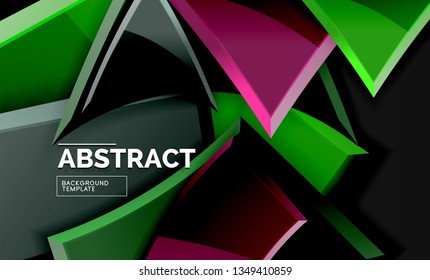 Glossy squares and triangles geometric backgrounds. Vector