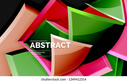 Glossy squares and triangles geometric backgrounds. Vector