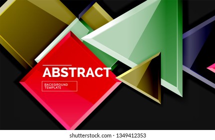 Glossy squares and triangles geometric backgrounds. Vector