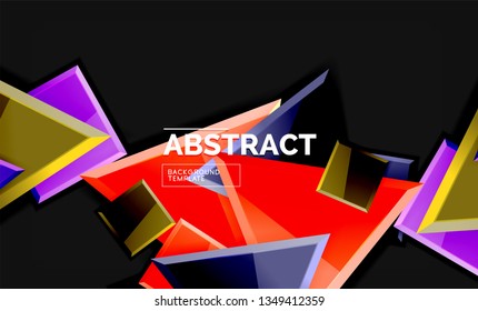 Cuadros y triángulos brillantes de fondo geométrico. Vector