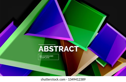 Glossy squares and triangles geometric backgrounds. Vector