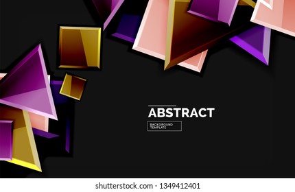 Glossy squares and triangles geometric backgrounds. Vector