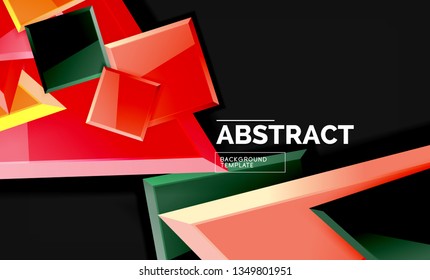 Cuadros y triángulos brillantes de fondo geométrico. Vector