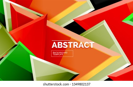 Cuadros y triángulos brillantes de fondo geométrico. Vector