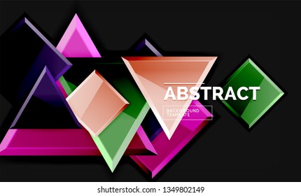 Glossy squares and triangles geometric backgrounds. Vector