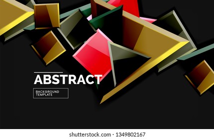 Glossy squares and triangles geometric backgrounds. Vector
