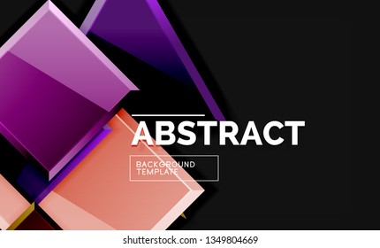 Glossy squares and triangles geometric backgrounds. Vector