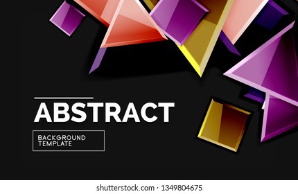 Glossy squares and triangles geometric backgrounds. Vector
