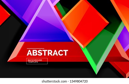 Glossy squares and triangles geometric backgrounds. Vector