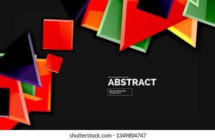 Glossy squares and triangles geometric backgrounds. Vector