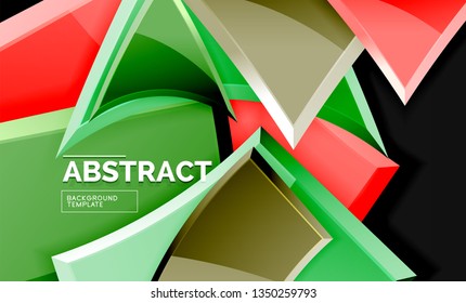Glossy squares and triangles geometric backgrounds. Vector