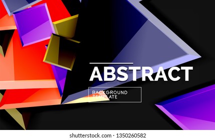 Glossy squares and triangles geometric backgrounds. Vector