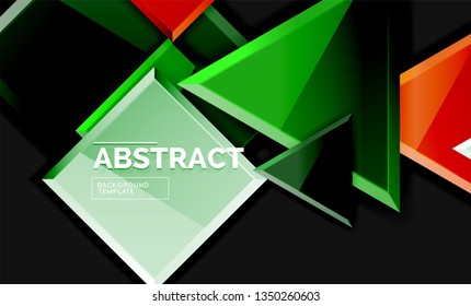 Glossy squares and triangles geometric backgrounds. Vector