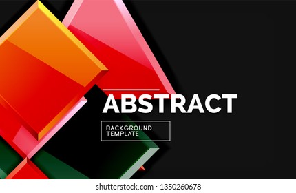 Glossy squares and triangles geometric backgrounds. Vector