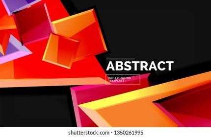 Glossy squares and triangles geometric backgrounds. Vector