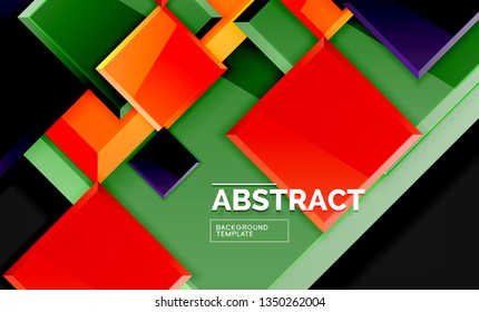 Glossy squares and triangles geometric backgrounds. Vector