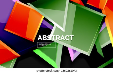 Glossy squares and triangles geometric backgrounds. Vector