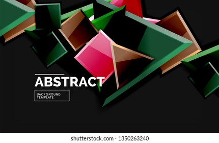 Glossy squares and triangles geometric backgrounds. Vector