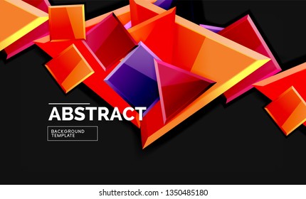 Glossy squares and triangles geometric backgrounds. Vector