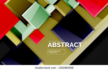 Cuadros y triángulos brillantes de fondo geométrico. Vector