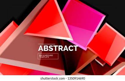 Glossy squares and triangles geometric backgrounds. Vector