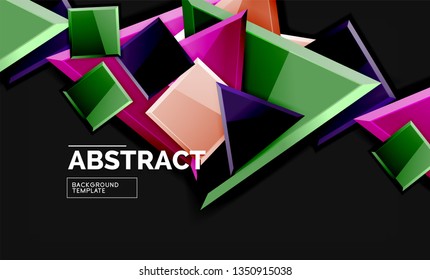 Glossy squares and triangles geometric backgrounds. Vector