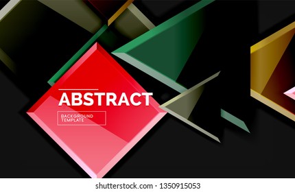 Glossy squares and triangles geometric backgrounds. Vector