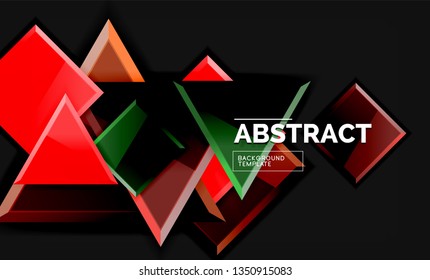 Glossy squares and triangles geometric backgrounds. Vector