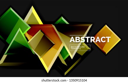 Glossy squares and triangles geometric backgrounds. Vector