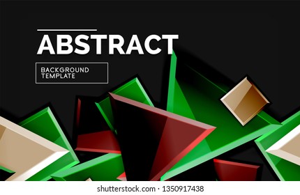 Glossy squares and triangles geometric backgrounds. Vector