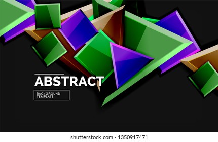 Glossy squares and triangles geometric backgrounds. Vector
