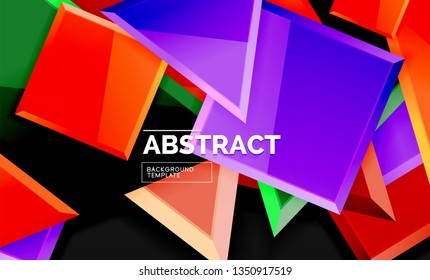 Glossy squares and triangles geometric backgrounds. Vector