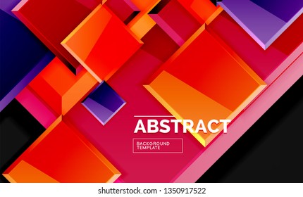 Glossy squares and triangles geometric backgrounds. Vector